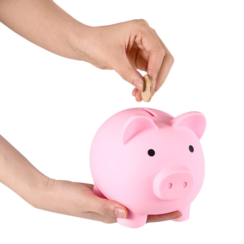 PJDRLLC بنك PJDRLLC Piggy Bank غير قابل للكسر، بنك نقود من البلاستيك للفتيات والفتيان متوسط ​​الحجم، هدايا عملية لعيد الميلاد وعيد الفصح (وردي) - Image 3